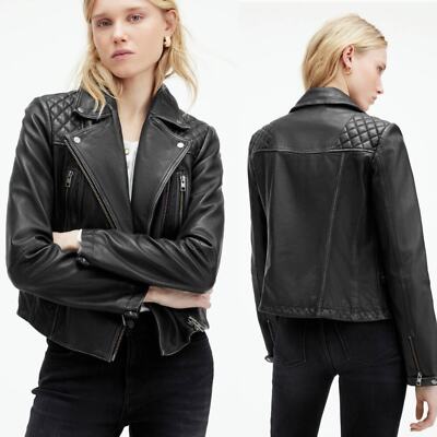 ジャケット・アウター ALL SAINTS LEATHER BIKER JACKET College Relaxed Fit Leather Biker Jacket Black | ALLSAINTS US