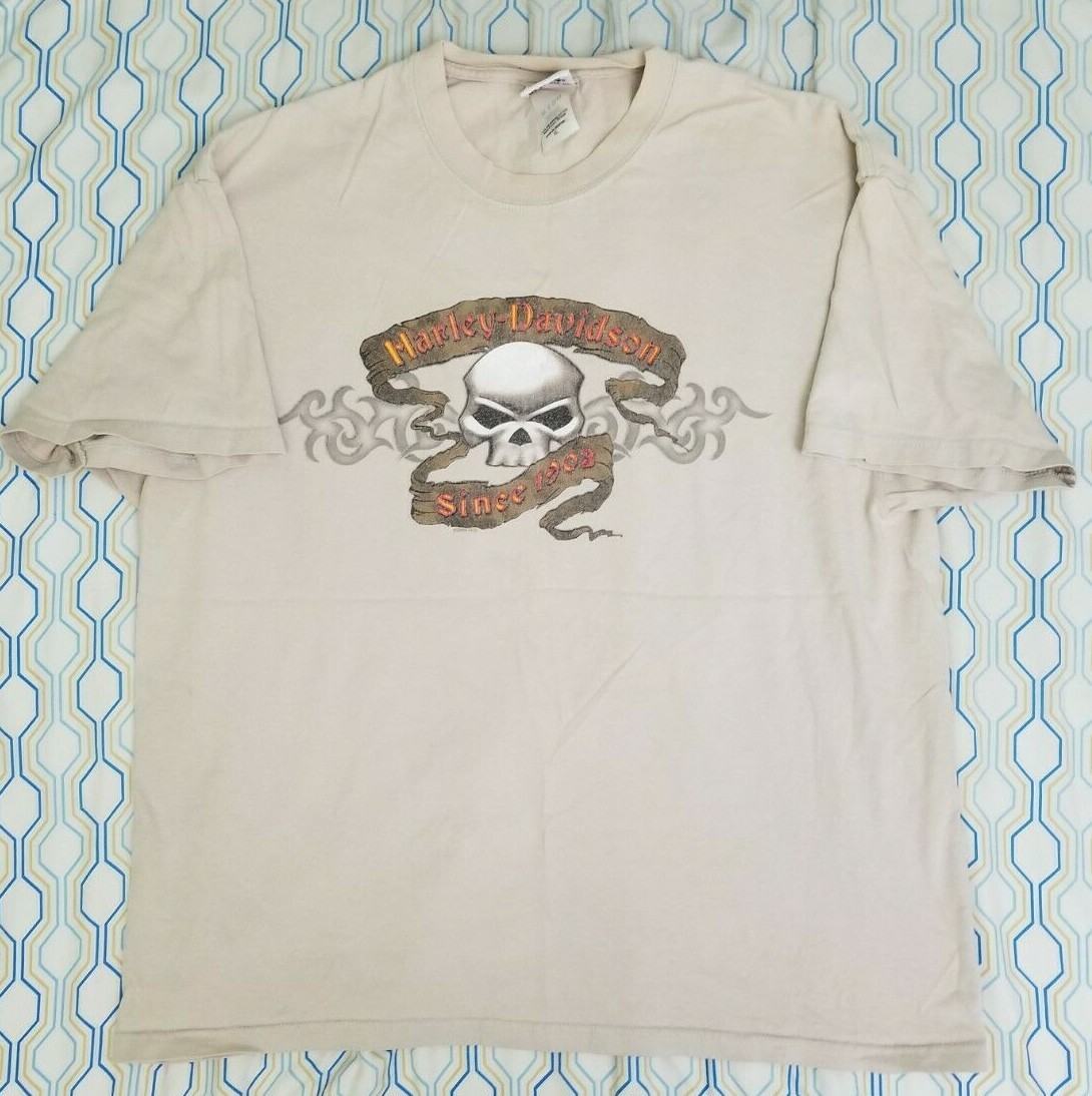 トップス Harley-Davidson skull flame vintage Vintage Harley Davidson Motorcycles Skull Flame T Shirt Grand