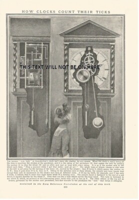 WIE UHREN IHRE TICKEN IM STANDFALTER ZÄHLEN um 1930 FOTO ILLUSTRATION DRUCK