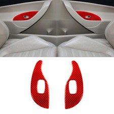 Cubierta de control de ventana trasera de fibra de carbono roja para Volkswagen Passat 2006-2011