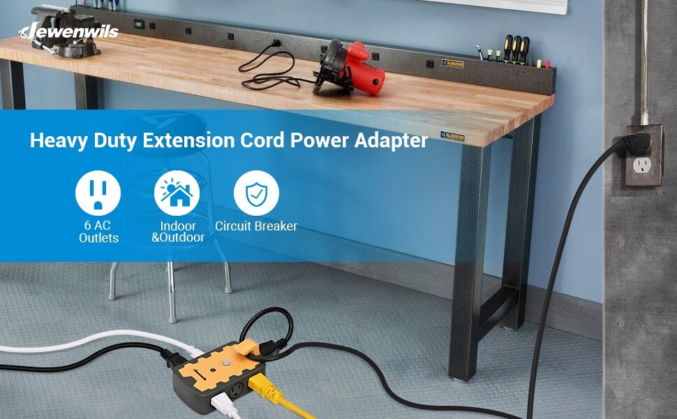 DEWENWILS Extension Cord Power Adapter 6-Outlet Power Hub Swivel Safety Covers
