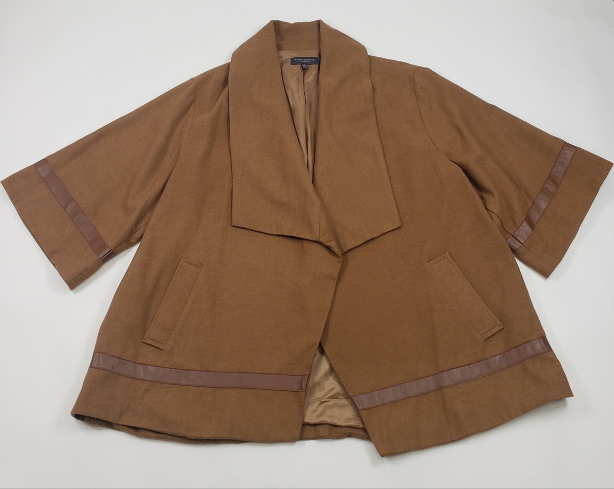 Waverly Grey Coat Womens Size Open Front Cape Poncho Lined