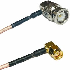 RG316 BNC MALE ANGLE to SMA MALE ANGLE Coaxial RF Pigtail Cable USA LOT