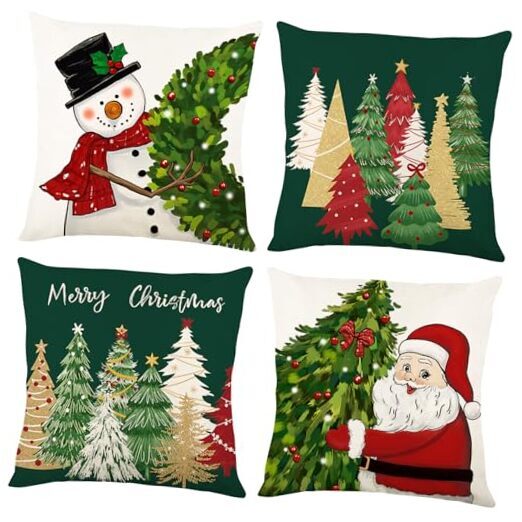 Christmas Pillow Covers 18x18 inch Set of 4 for Christmas 18 x 18-Inch Green-image