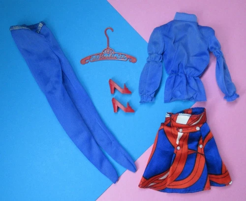 * Vintage BARBIE - ALL AMERICAN GIRL #3337 Complete Outfit - Top Skirt Stockings