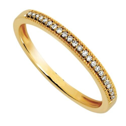14K Placcato Oro Giallo 0.15 KT Diamanti Finti Metà - Fidanzamento Fede Nuziale - Foto 1 di 2