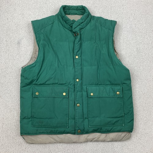 Vintage Van Heusen Puffer Vest Men's XL Green Duck Down Winter