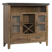 Pemberly Row 55" Traditional Wood Pantry in Canyon Brown Finish