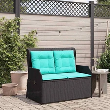 Garden Bench Black Poly Rattan