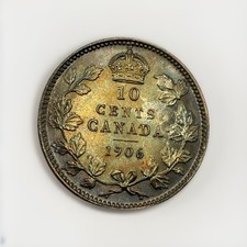 1903 10 Cents Canada AU55+ Toned