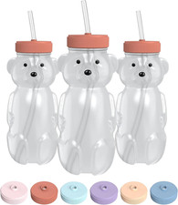 Honey Bear Straw Cup 8oz 3-Pack, Firetruck Red Honeybear Drinking Cup Set