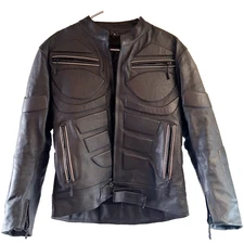 Black Leather Motorcycle Riding Jacket Mens Size Small Germany Echtes Leder