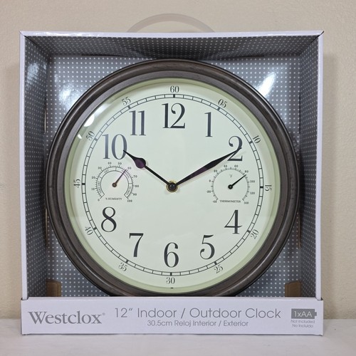 12 Zoll Innen/Außen Wanduhr Temperatur & Luftfeuchtigkeit Anzeigen - Bild 2 von 5