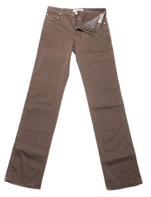 Luigi Borrelli Brown Solid Baumwollmischung Hose - Slim - 31/47 - (1009)