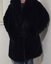 Ladies MONNALISA Navy Fur Coat Size Large But Fits A Size 12/14