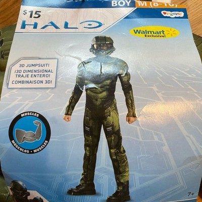NWT Halo Master Chief M 8-10 Kids Costume - Olive and Black Halloween