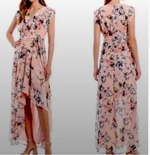 Eliza J Surplice Chiffon Floral Midi Maxi Dress Hi-low Size 0 Petite NWT
