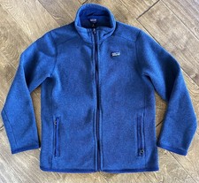 Patagonia Kids Zip Front Sweater Jacket Blue Zip Pockets Size XL 14