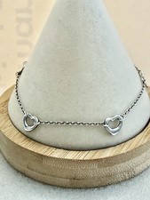 Vintage 925 Sterling Silver Italy 5 Floating HEARTS Stations 10&rdquo; Anklet 3.86
