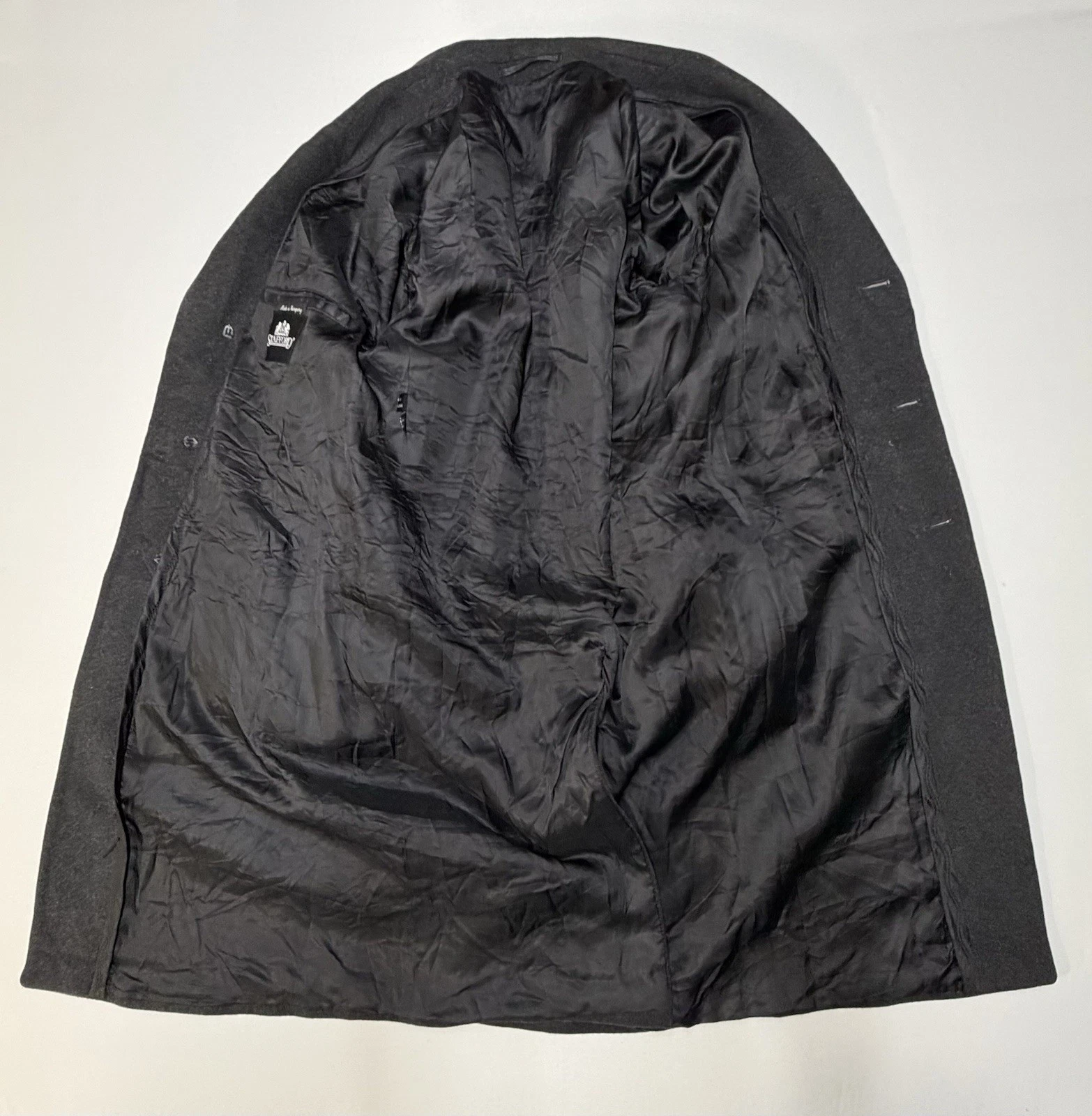 Vintage Stafford Executive Single Breast Black Overcoat Sz 38 Cashmere Wool EUC - product detail image 3