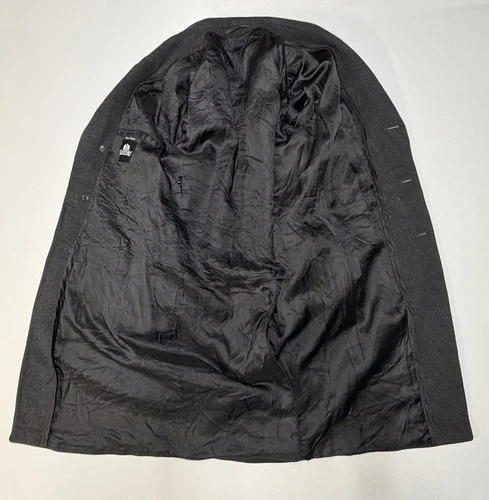Vintage Stafford Executive Single Breast Black Overcoat Sz 38 Cashmere Wool EUC image 3