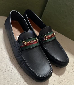 Chaussures mocassins homme Gucci cuir GG driver noir 13,5 US/13 UK 624698 neuves