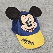 Disney Mickey Mouse Baseball Hat Parks 3D Ears Boys Navy Blue Yellow Youth OS