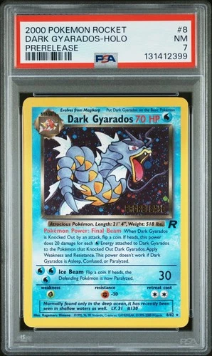 2000 Pokemon Team Rocket Prerelease Dark Gyarados Holo 8/82 PSA 7 NM