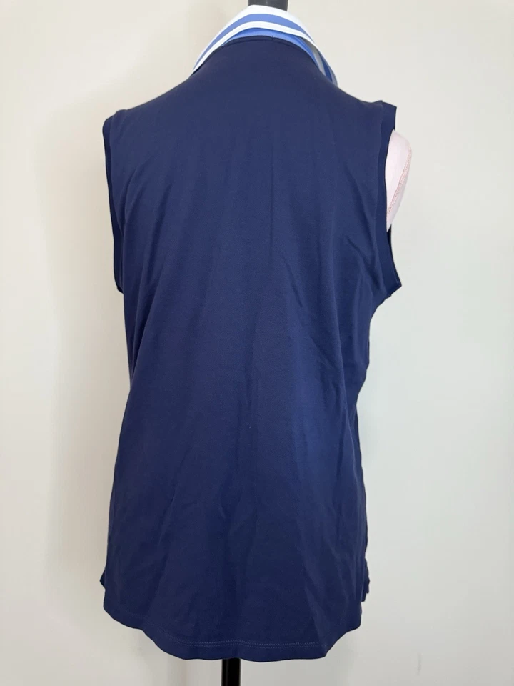 Polo de golf Ralph Lauren azul marino sin mangas con ribete azul claro talla XL Foto 4 de 4
