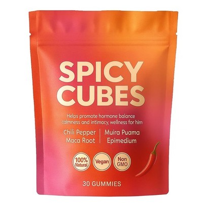 Hot Peach Chili Gummies with Maca Cubes, Vegan Candy Root, 30 Count