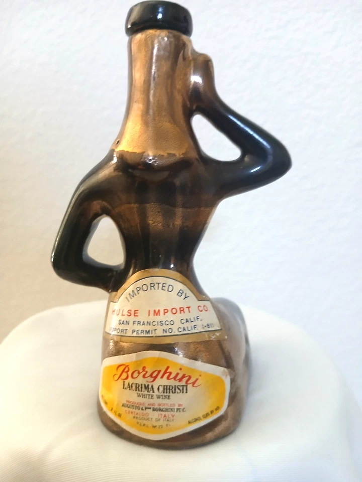 1900's Gold Glazed Ceramic Nude Goddess Decanter Borghini Lacrima Christi Italy - Image 3 of 4