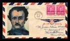 Dr Jim Stamps Edgar Allan Poe Pair First Day Issue Cachet Cover Air Mail