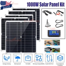 1000W 12V Solar Panel Kit Charging Off-Grid battery power RV Home boat Watt US