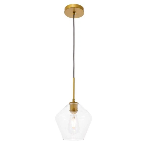 Living District Gene 1-Light Mid-Century Metal Pendant in Brass and Clear - Picture 4 of 7
