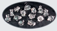 Set of 8 Crystal Glass Animals