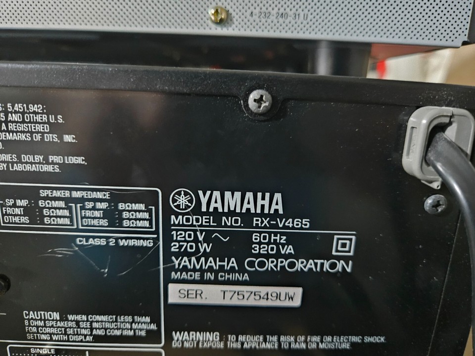 YAMAHA RX-V465 5. 1-Channel 105 Watt Per Channel Home Theater Receiver ...