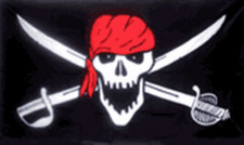 PIRATE FLAG LARGE 3X5' FOOT FT JOLLY ROGER SKULL BANNER JACK RACKHAM W/ RED WRAP