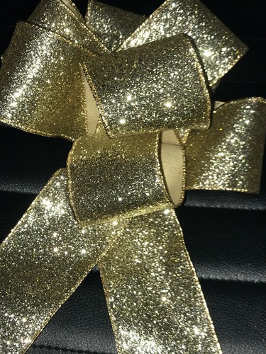 Luxus Drahtkantenband extra breit 2,5" 6,3 cm GLITZERND GOLD - Bild 2 von 8
