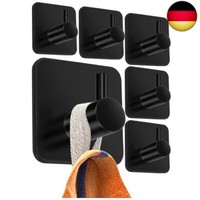 4Smile Handtuchhalter Ohne Bohren, 6Er Set - Schwarze Handtuchhaken Bad Als