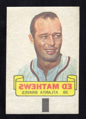 1966 TOPPS RUB OFF BASEBALL CARD INSERT / EDDIE MATHEWS ATLANTA BRAVES $1.88 SH