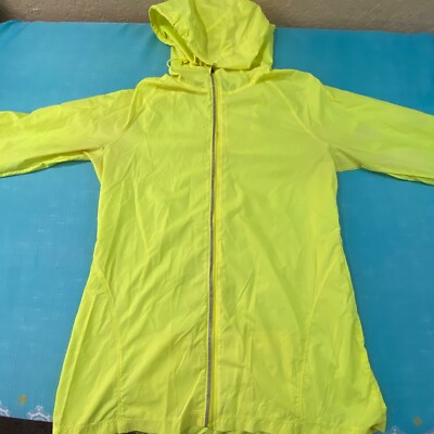 Champion Womens Size XS Full Zip Hooded Windbreaker Rain Jacker Yellow