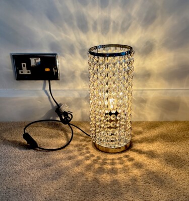 Kleine Kronleuchter Stil Tischlampe Chromfuß 11'' hoch alle getestet funktionieren sehr guter Zustand