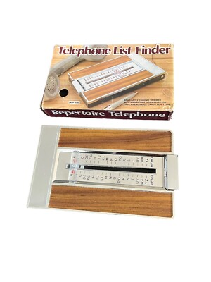 Vintage Telephone Autodex List Finder Flip Phone Number A-Z Black Chrome #325A