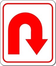 U-Turn right arrow red Aluminum Composite Sign