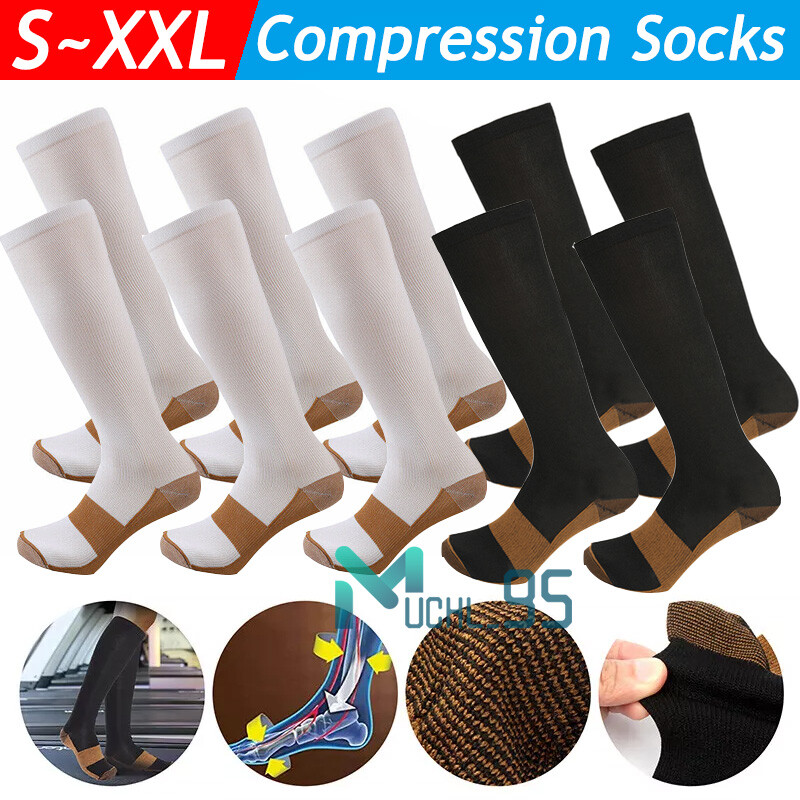 Compression Socks Stockings Womens Mens Knee High Medical 15-20 mmHG S/M - XXL-image