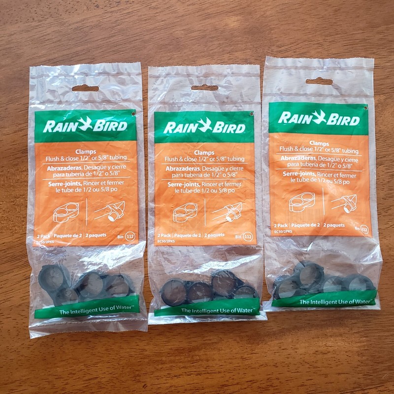 Rain Bird EC50-2PK Drip Watering End Closure, 3 packages (6 pieces), New
