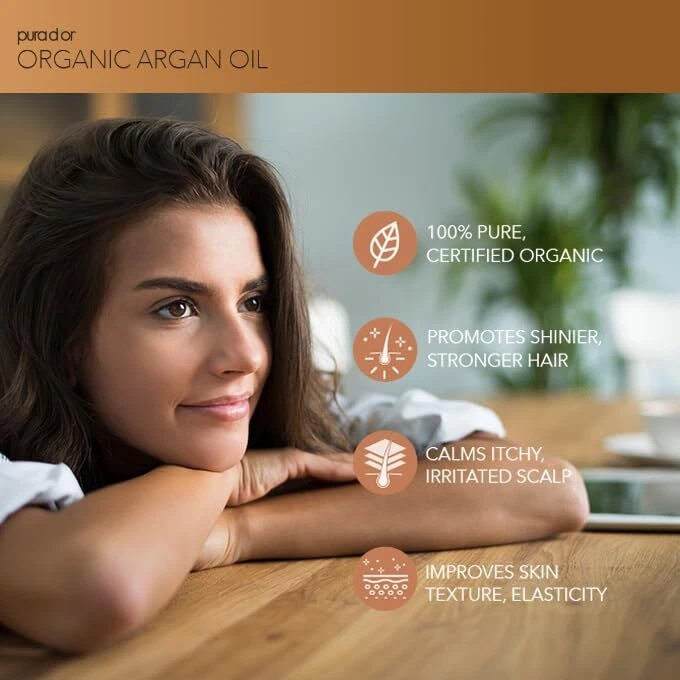 PURA D'OR Dor Moroccan Argan Oil 100% Pure Organic 4 fl oz, for Face Skin & Hair - Image 2 of 4
