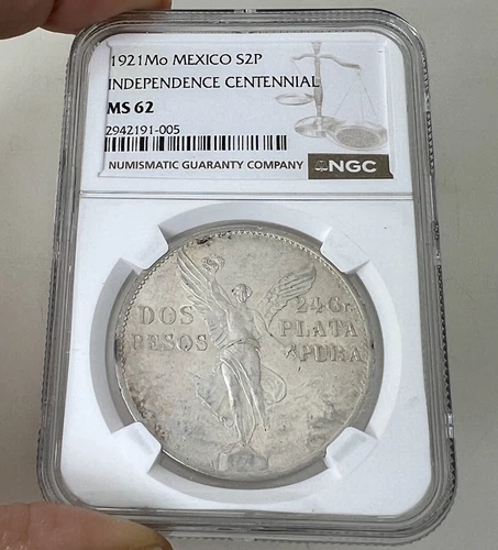 Mexico 1921 Silver Dos Pesos Centenario NGC MS62 -   95335