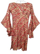 Unbranded Silk Bell Sleeve Empire Waist Dress Made in India Size Small