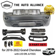 For 2016-2022 Jeep Grand Cherokee New Front Bumper Set Assembly Kit with Grille